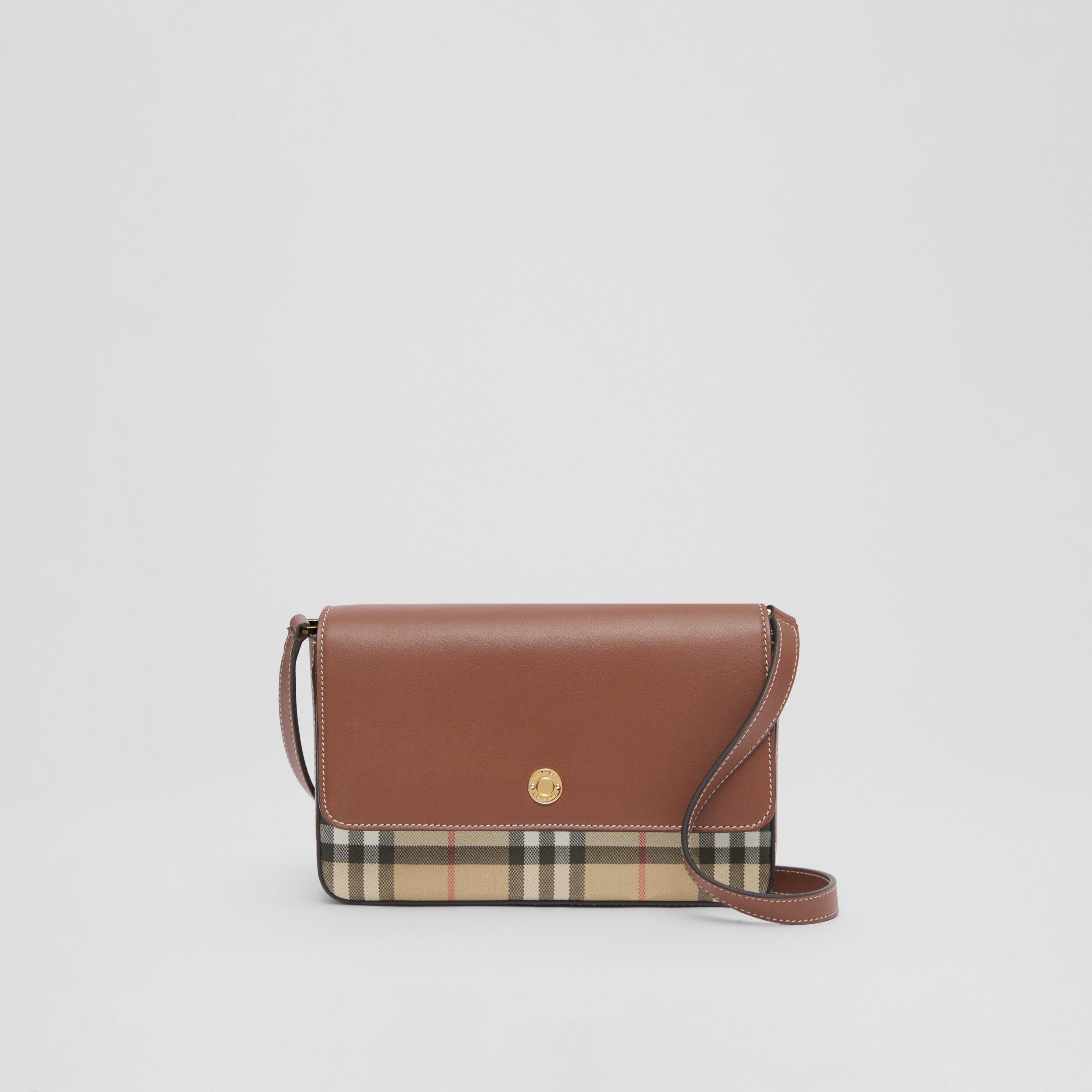 Check and Leather Hampshire Bag in Archive Beige/tan - Women | Burberry®  Official