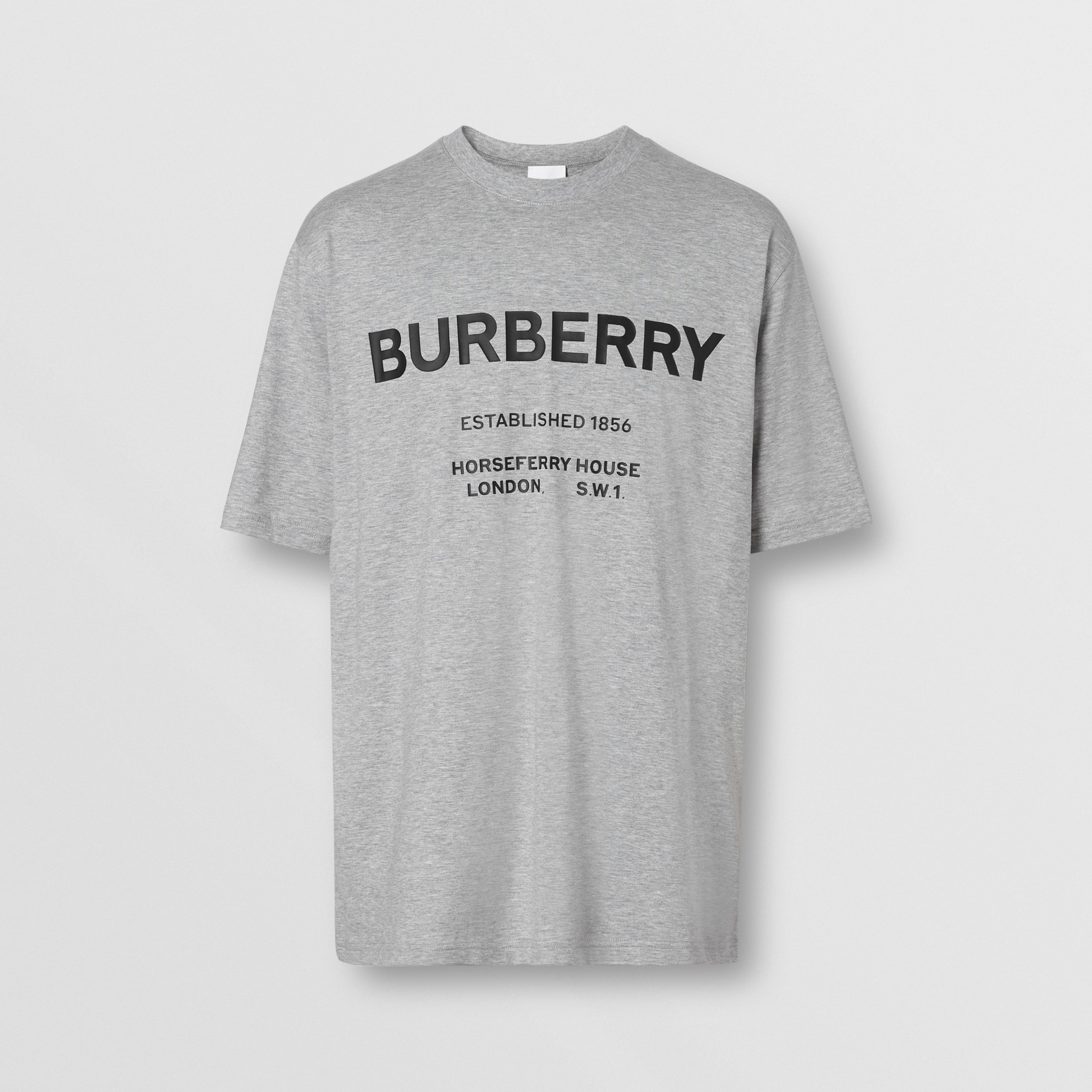 Horseferry Print Cotton T-shirt in Pale Grey Melange - Men | Burberry ...