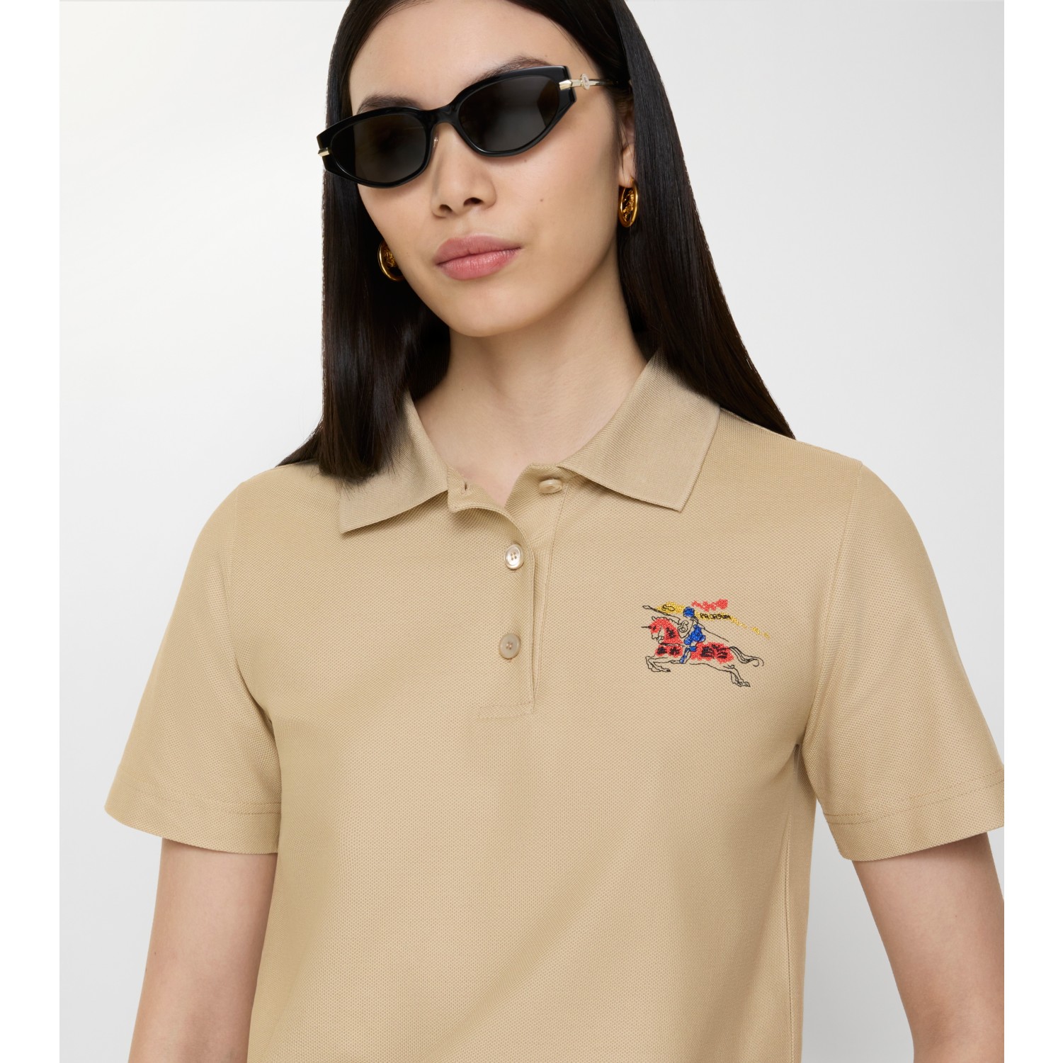 EKD Cotton Polo Shirt in Limestone beige - Women | Burberry® Official