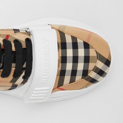 【年中無休】 直営店【BURBERRY】ヴィンテージチェックレザー スニーカー スニーカー ヴィンテージチェック コットンスニーカー (アーカイブベージュ) | Burberry®公式サイト