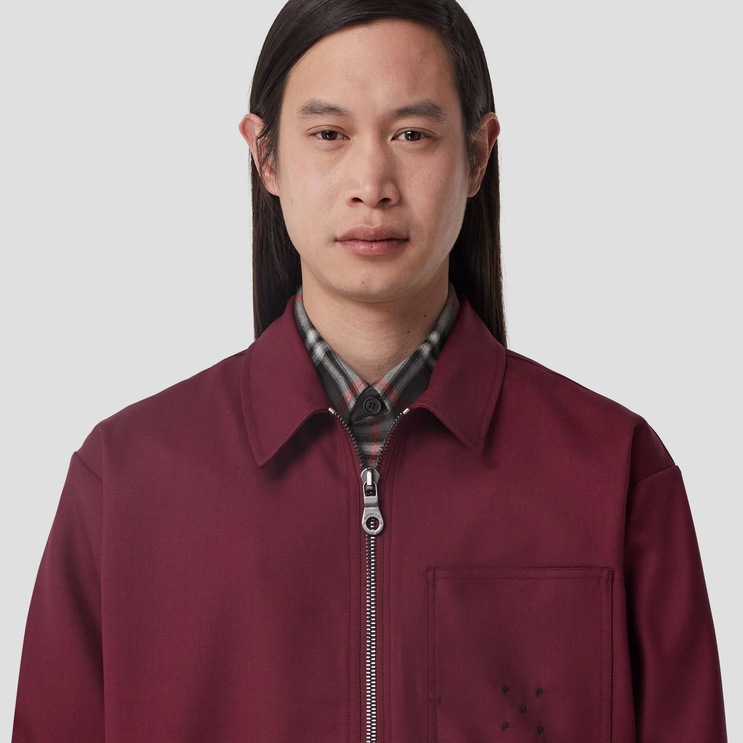 Logo Detail Wool Zip-front Shirt in Garnet - Men | Burberry® Official - 2