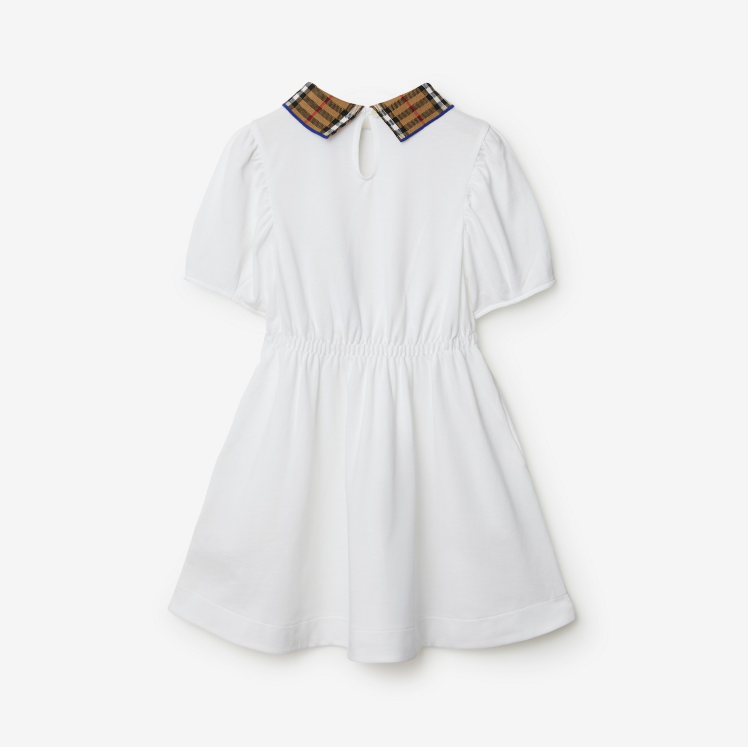 Check Collar Cotton Polo Shirt Dress in White | Burberry® Official