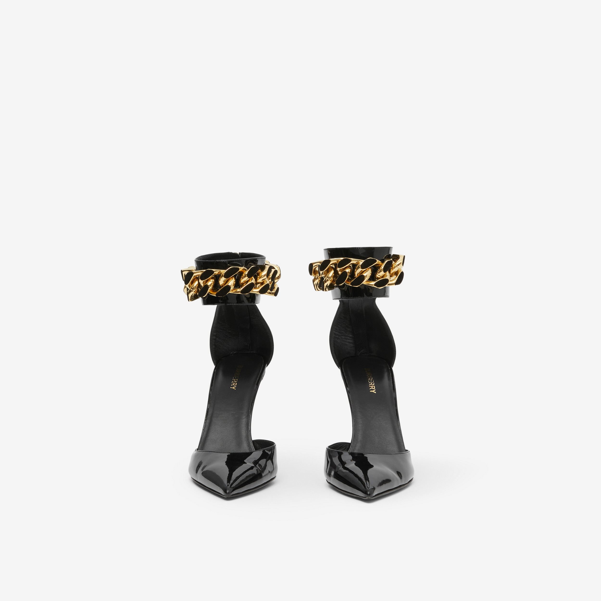 Escarpins en cuir verni à bout pointu avec chaîne (Noir) - Femme | Site officiel Burberry® - 2