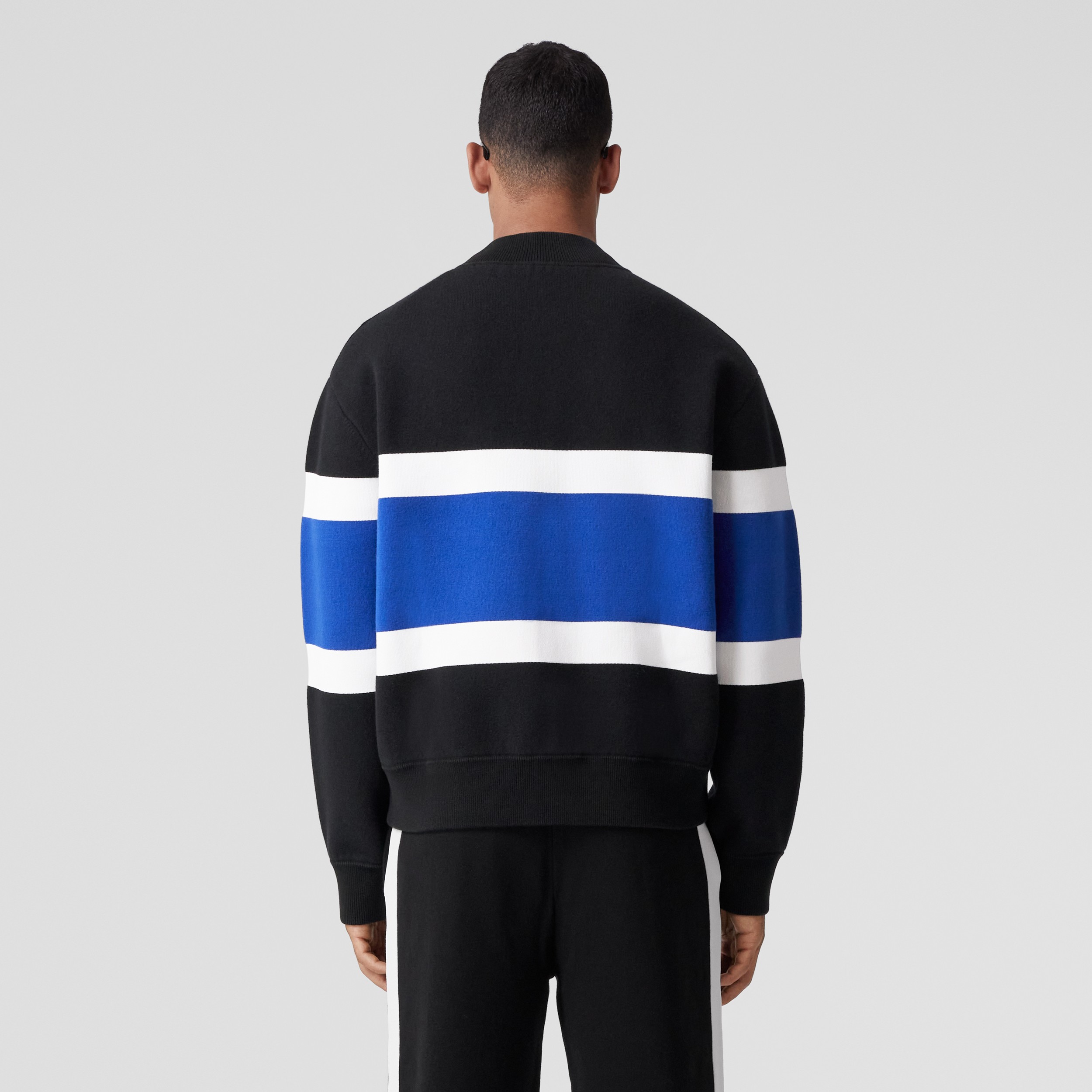 Logo Graphic Striped Wool Blend Bomber Jacket in Black - Men | Burberry® Official - 3