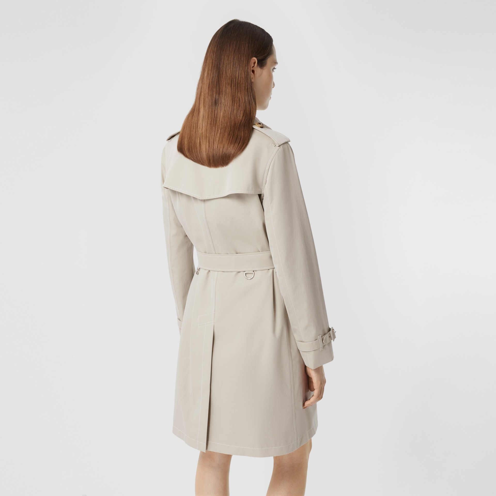 Topstitched Tropical Gabardine Trench Coat in Stone - Women | Burberry ...