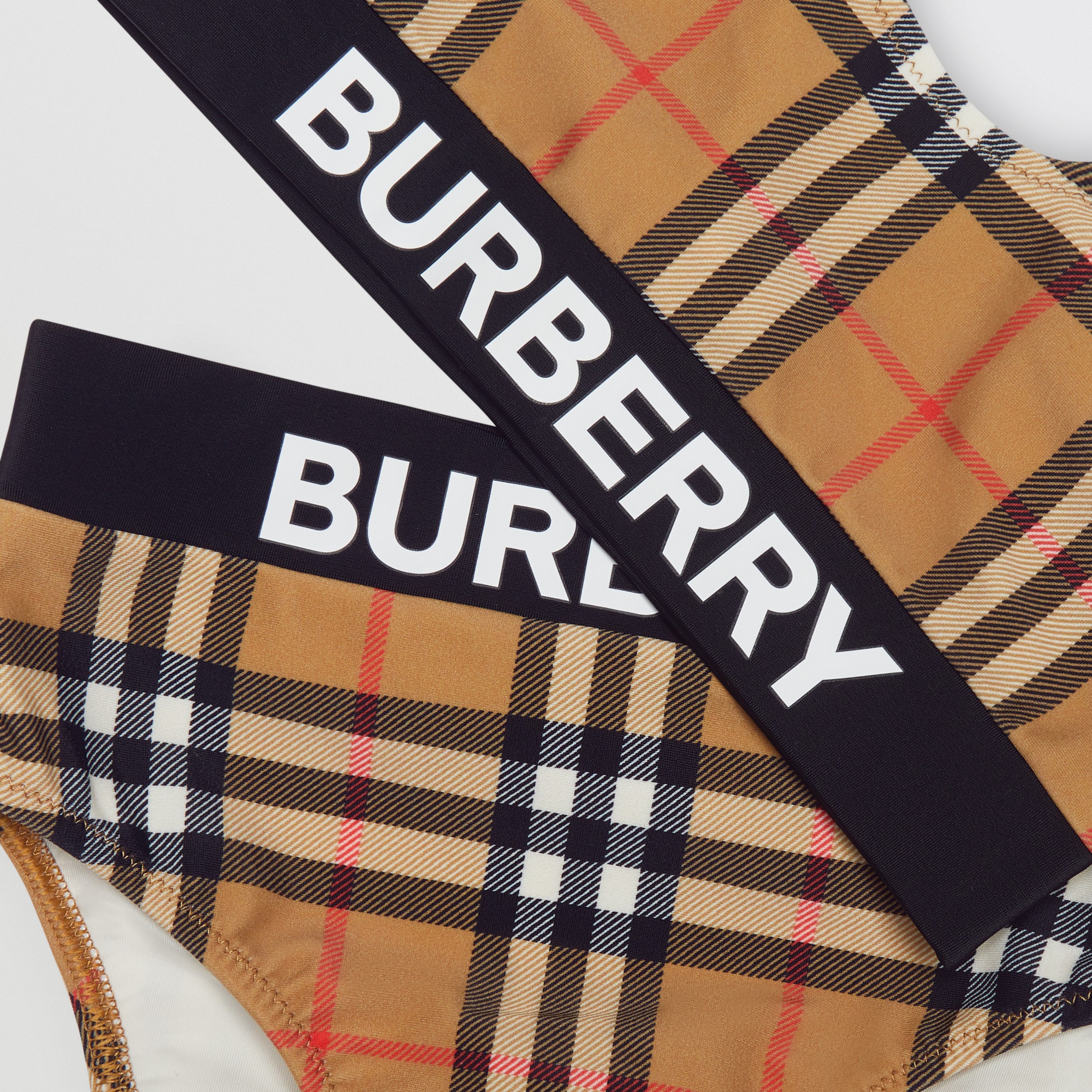 Logo Print Vintage Check Bikini in Antique Yellow - Girl | Burberry ...
