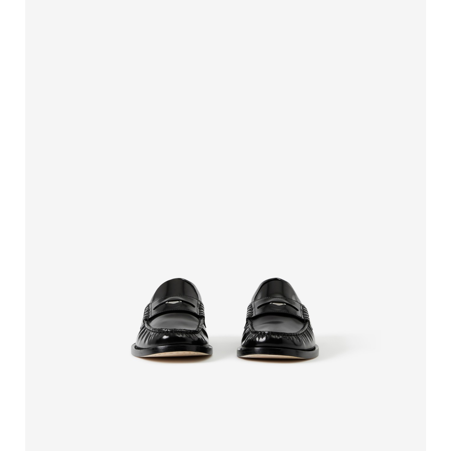 Coin Detail Leather Penny Loafers in Black - Women | Burberry® Official