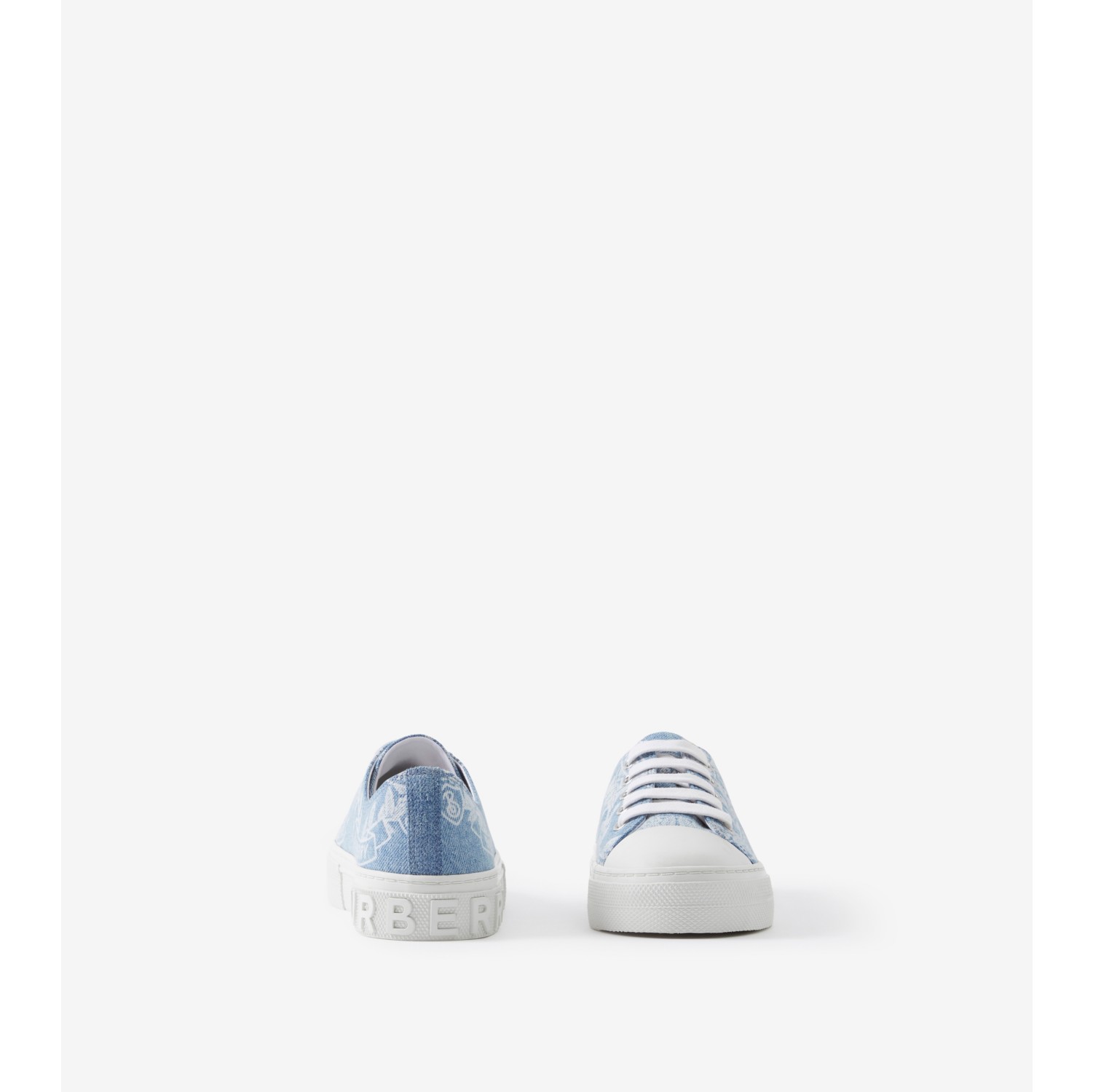Oak Leaf Crest Cotton Sneakers in Pale Blue - Children | Burberry® Official