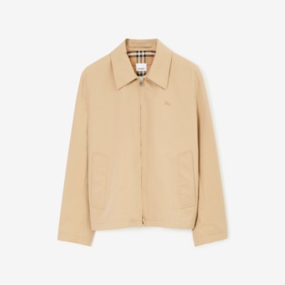 Burberry Cotton Gabardine Rain-resistant Jacket With Snap Buttons In Honey