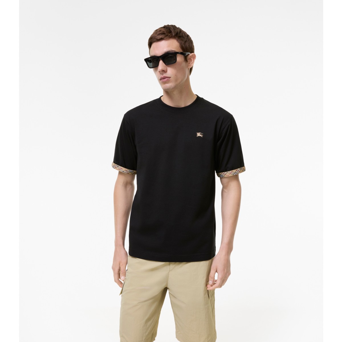  Check Trim Cotton T-shirt