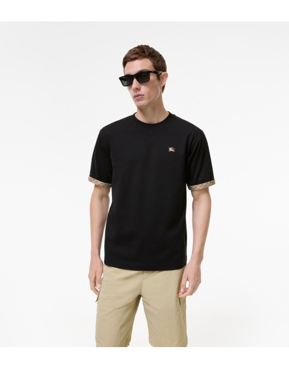 BURBERRY Tシャツ Burberry Label Applique Cotton Oversized T-Shirt - White
