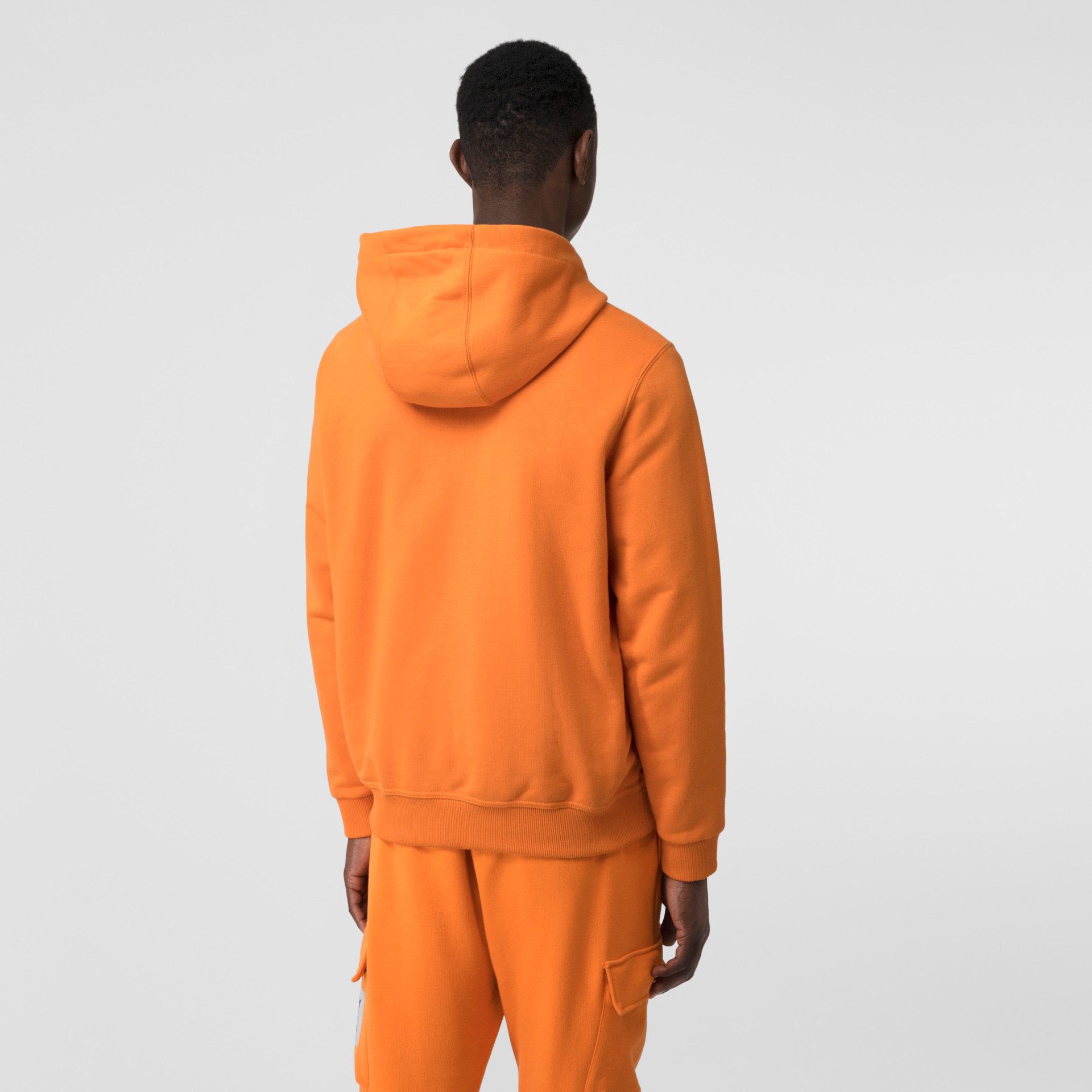 Logo Print Cotton Hoodie in Bright Orange - Men | Burberry United States