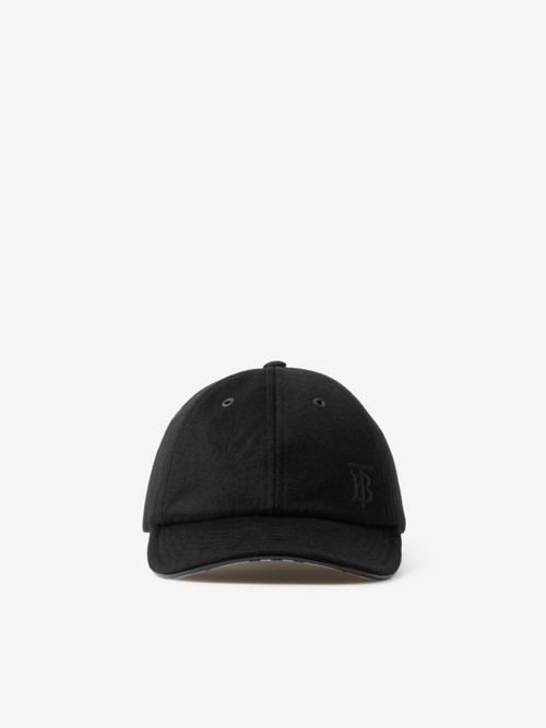 Burberry Monogram Motif Cashmere Baseball Cap In Black