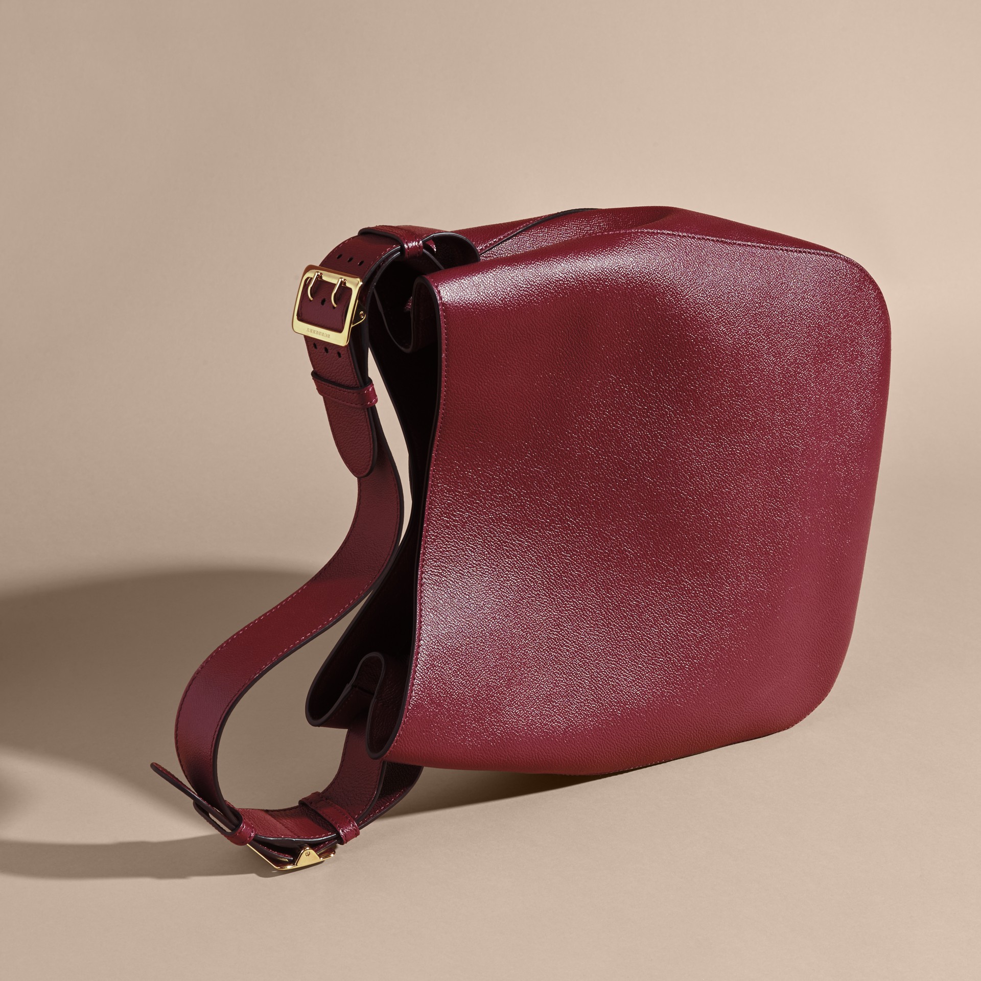 Textured Leather Shoulder Bag in Dark Plum Women Burberry United States
