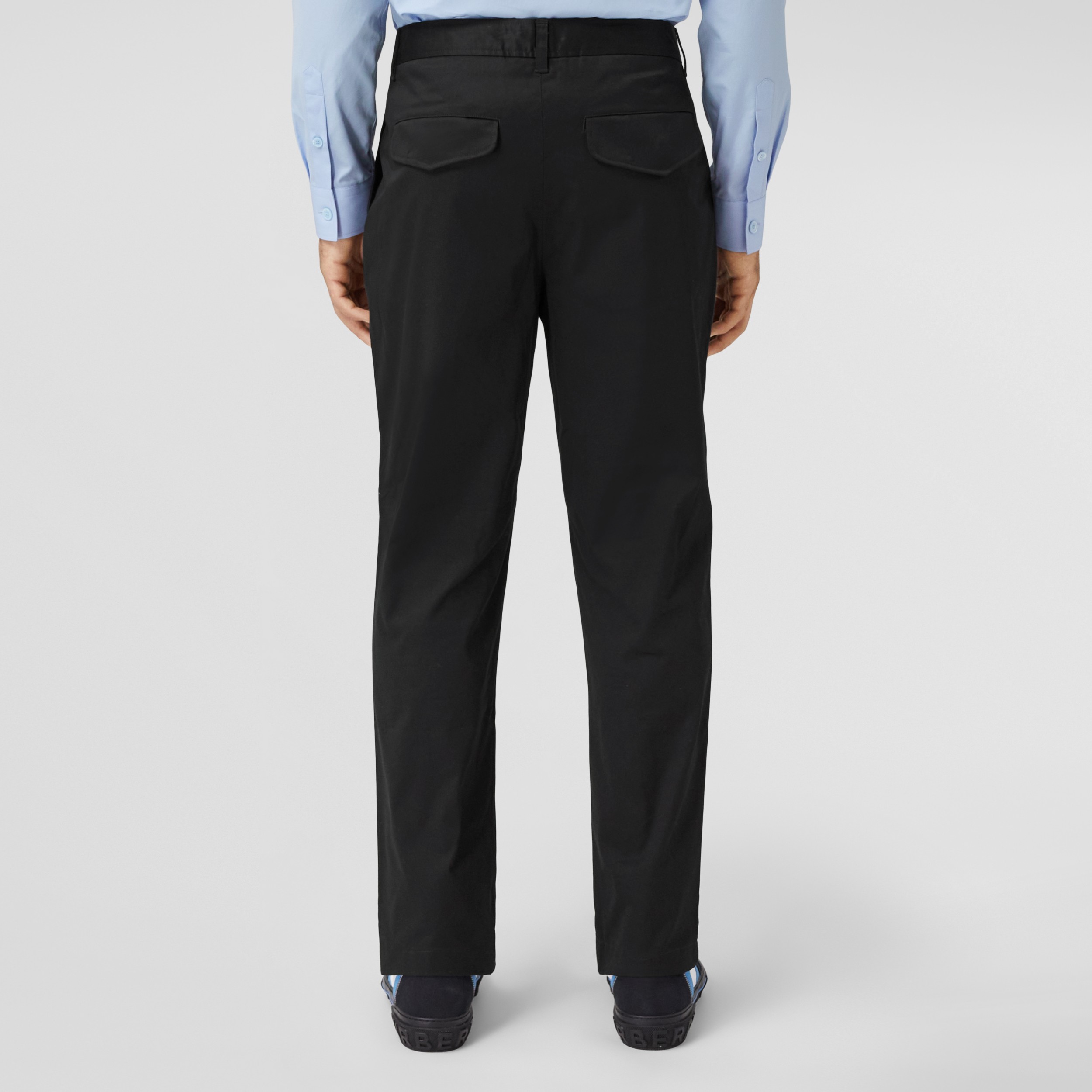 Slim Fit Monogram Motif Stretch Cotton Chinos in Black | Burberry® Official - 3