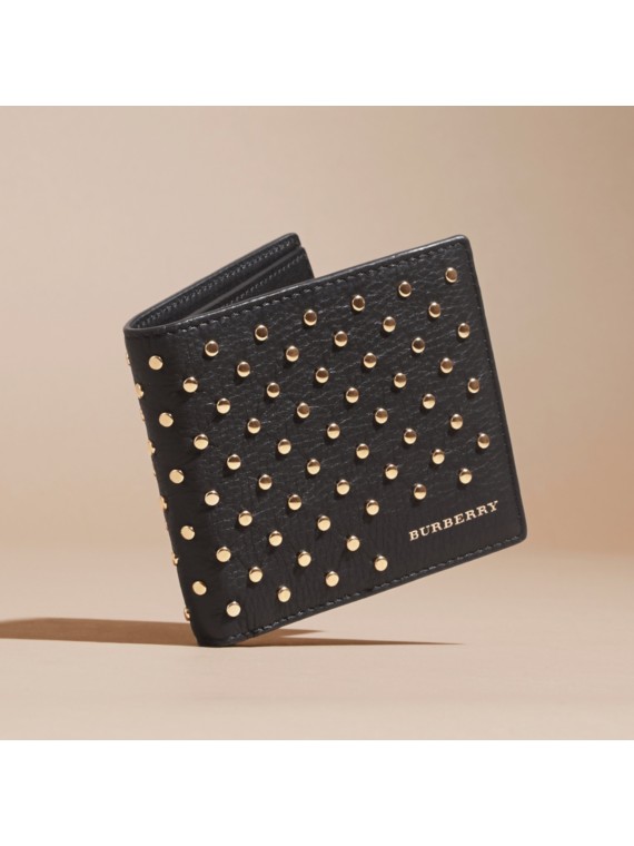 Studded Leather Folding Wallet Burberry