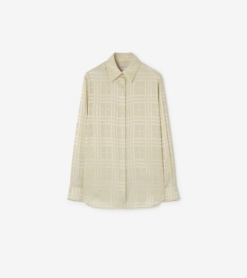 Classic Fit Check Silk Shirt Champagne ®