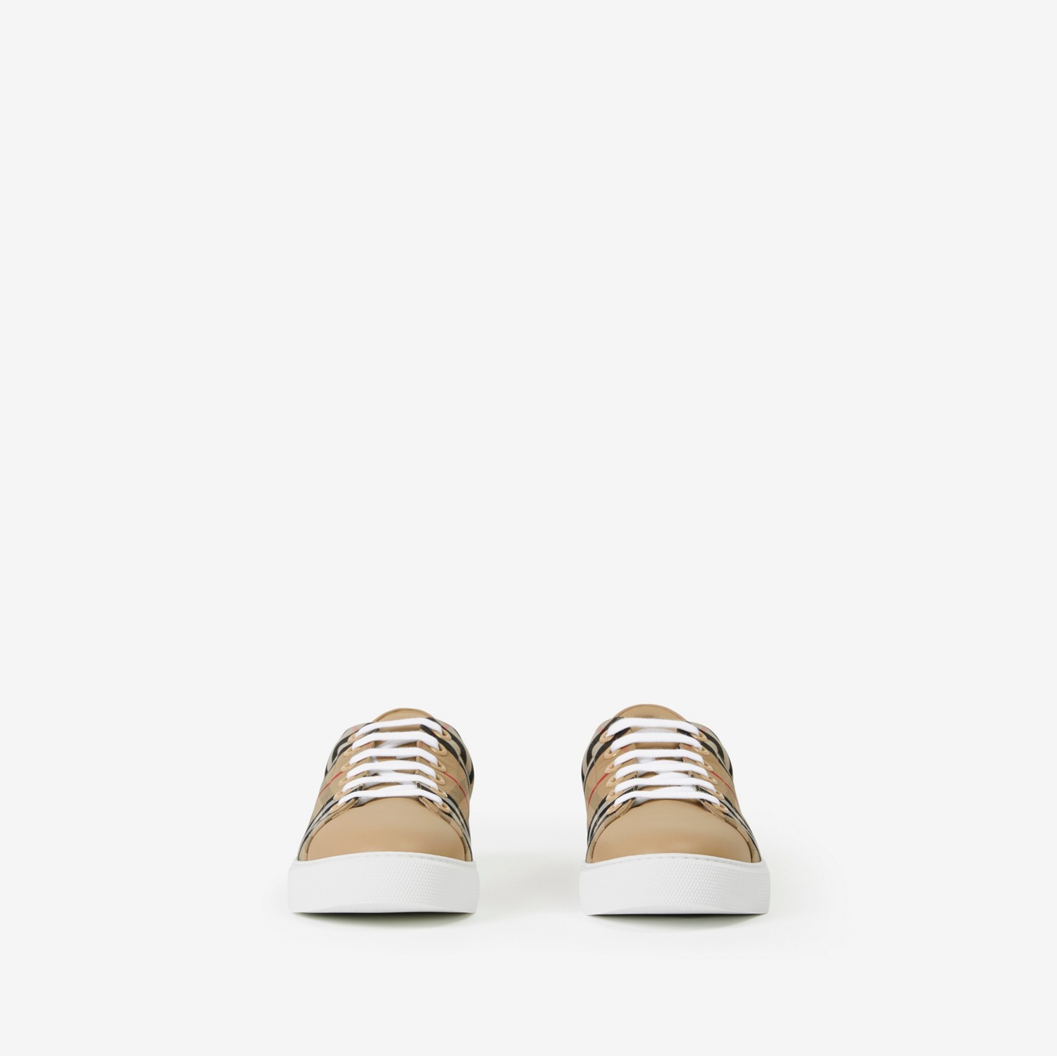 Vintage Check and Leather Sneakers in Archive Beige - Women | Burberry® Official