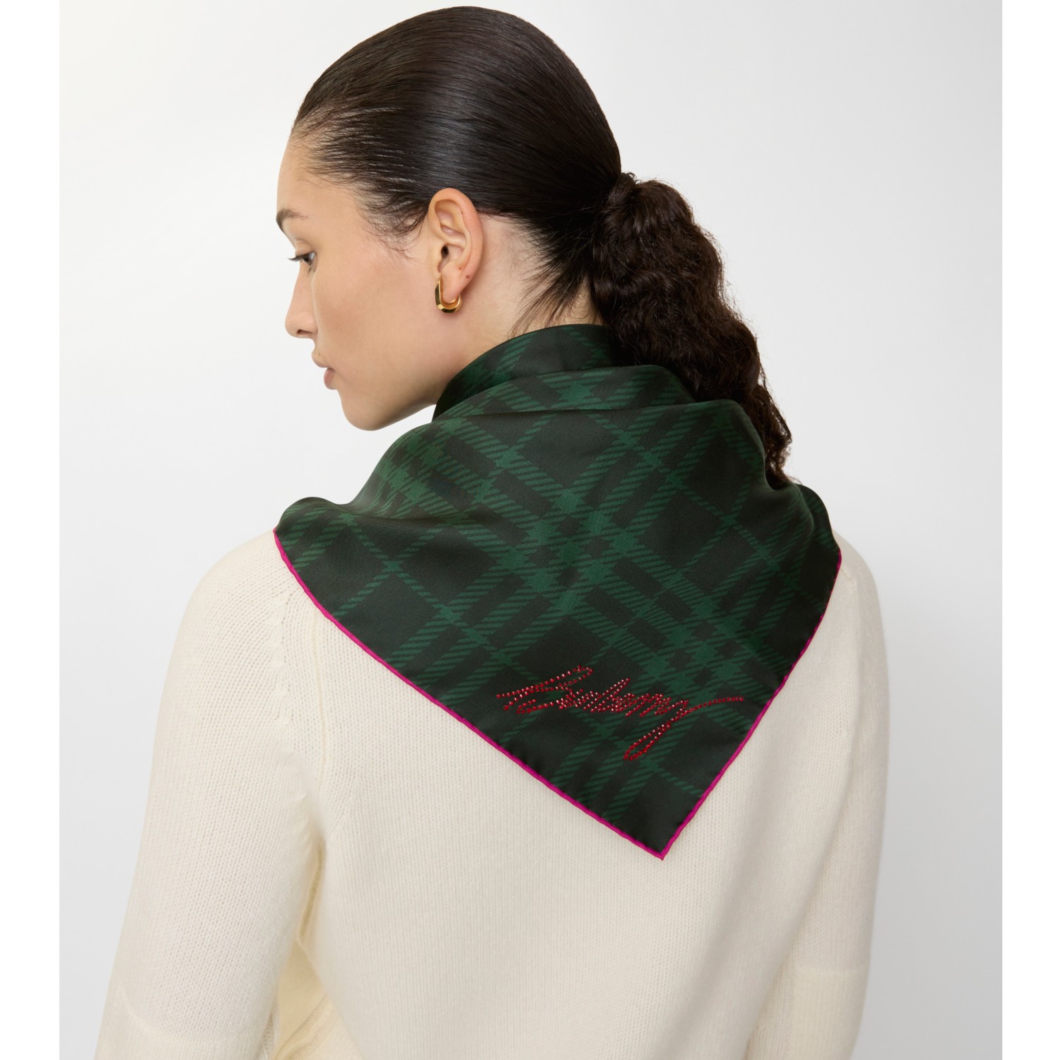 Crystal EKD Check Silk Scarf