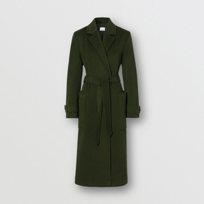 Cashmere Wrap Coat in Forest Green 