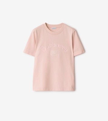 Gothic Logo Cotton T-shirt in Bouquet pink - Women | Burberry
