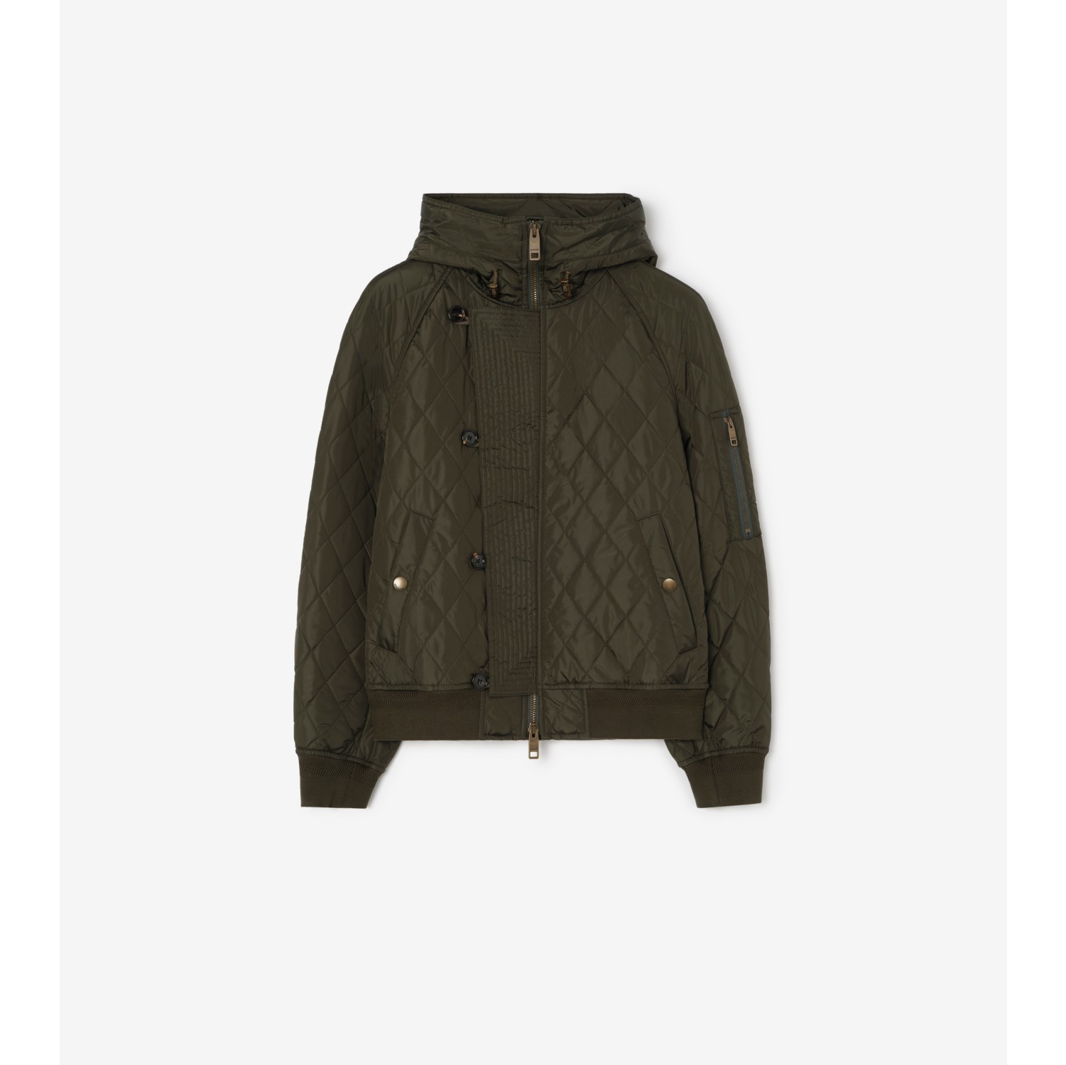 Hooded Quilted Nylon Bomber Jacket