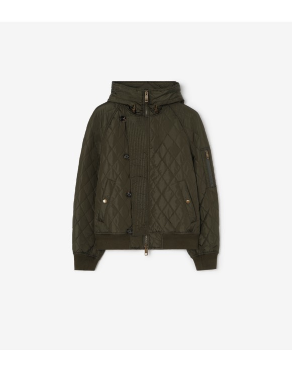 Hooded Quilted Nylon Bomber Jacket
