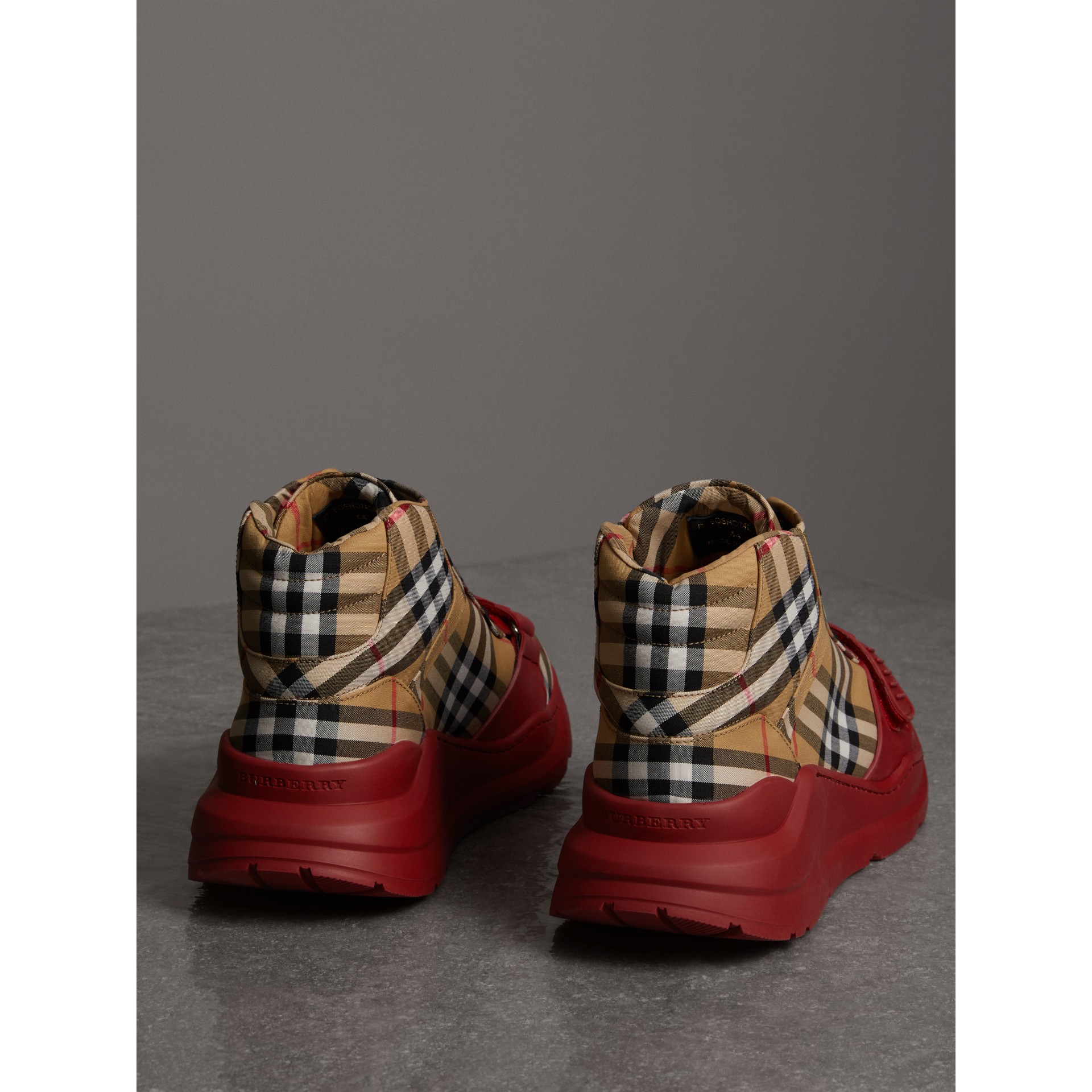 vintage check suede and leather sneakers