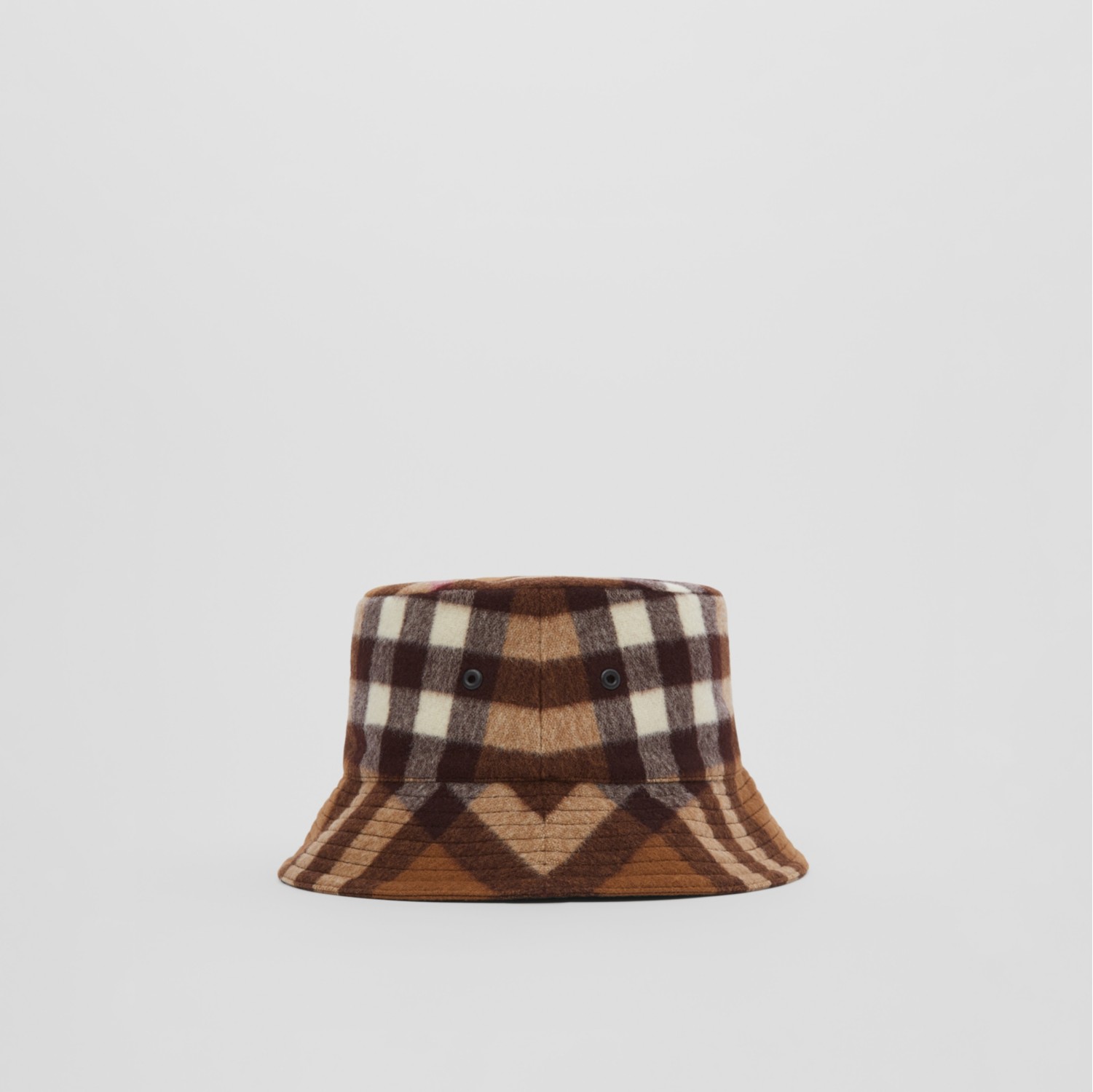 Exaggerated Check Wool Bucket Hat in Birch brown Burberry Official