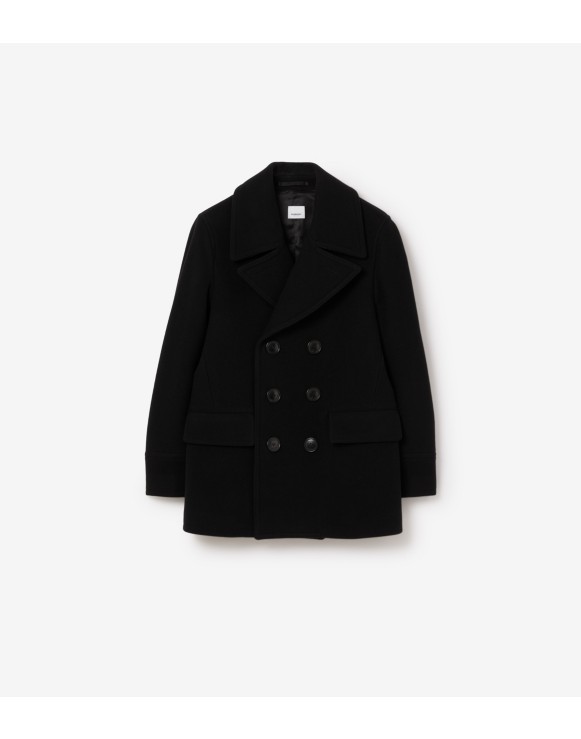 Pea coat em mescla de lã