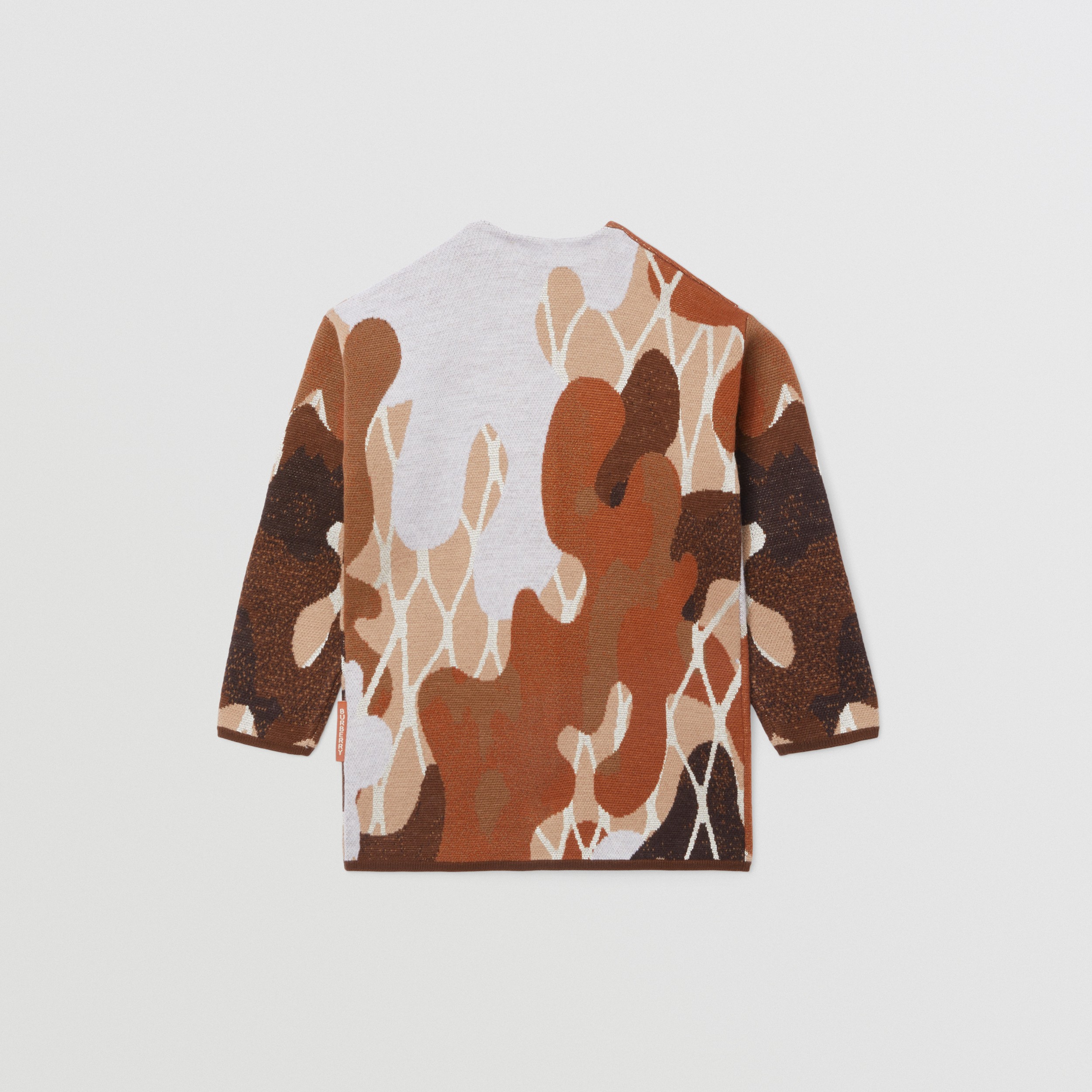Jacquard-gewebter Cardigan aus Woll-Viskosemischung im Camouflage-Design (Helles Haselnussbraun) | Burberry® - 3