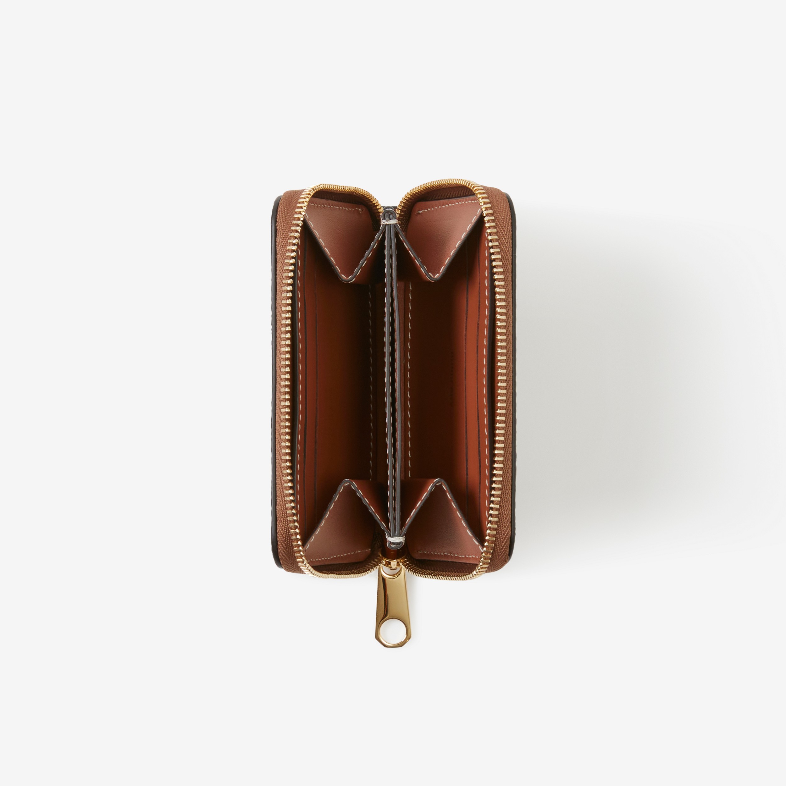 Check and Leather Zip Wallet in Archive Beige/briar Brown - Women | Burberry® Official - 4