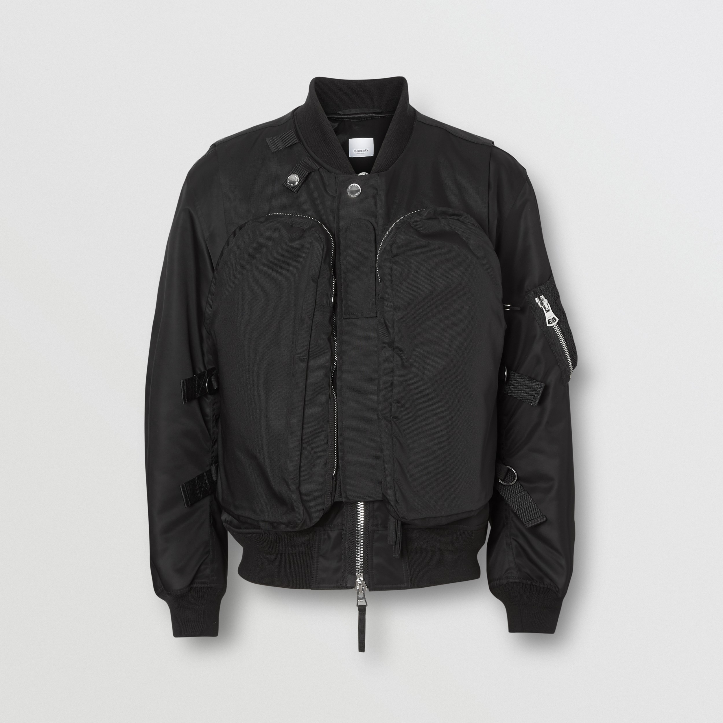 Nylon Twill Bomber Jacket with Detachable Gilet in Black - Men ...