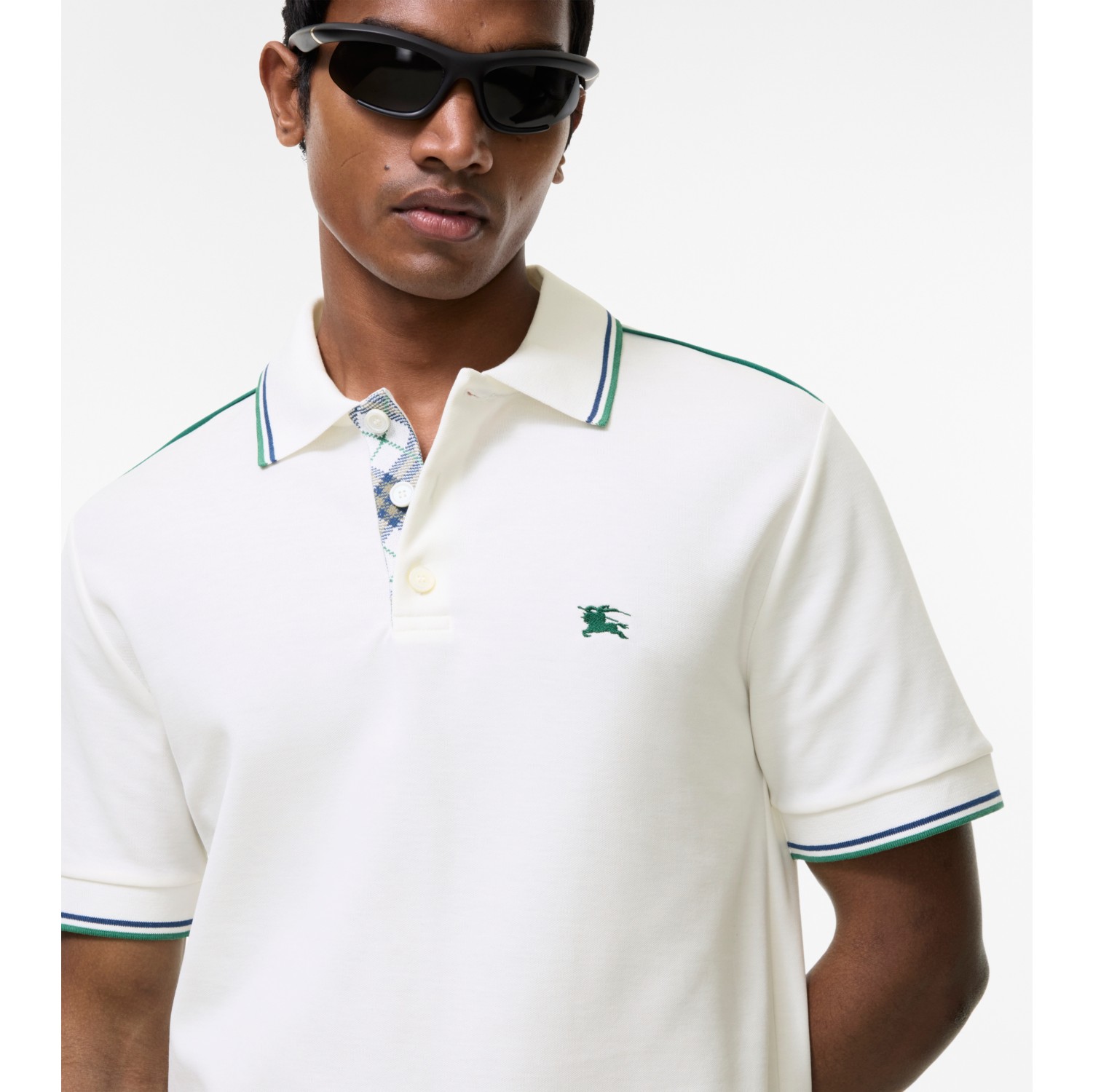 Cotton Blend Tennis Polo Shirt in Chalk white - Men | Burberry