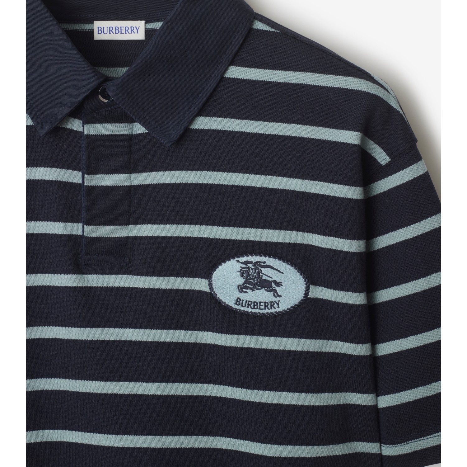 Striped Cotton Polo Shirt in Index blue - Men | Burberry® Official