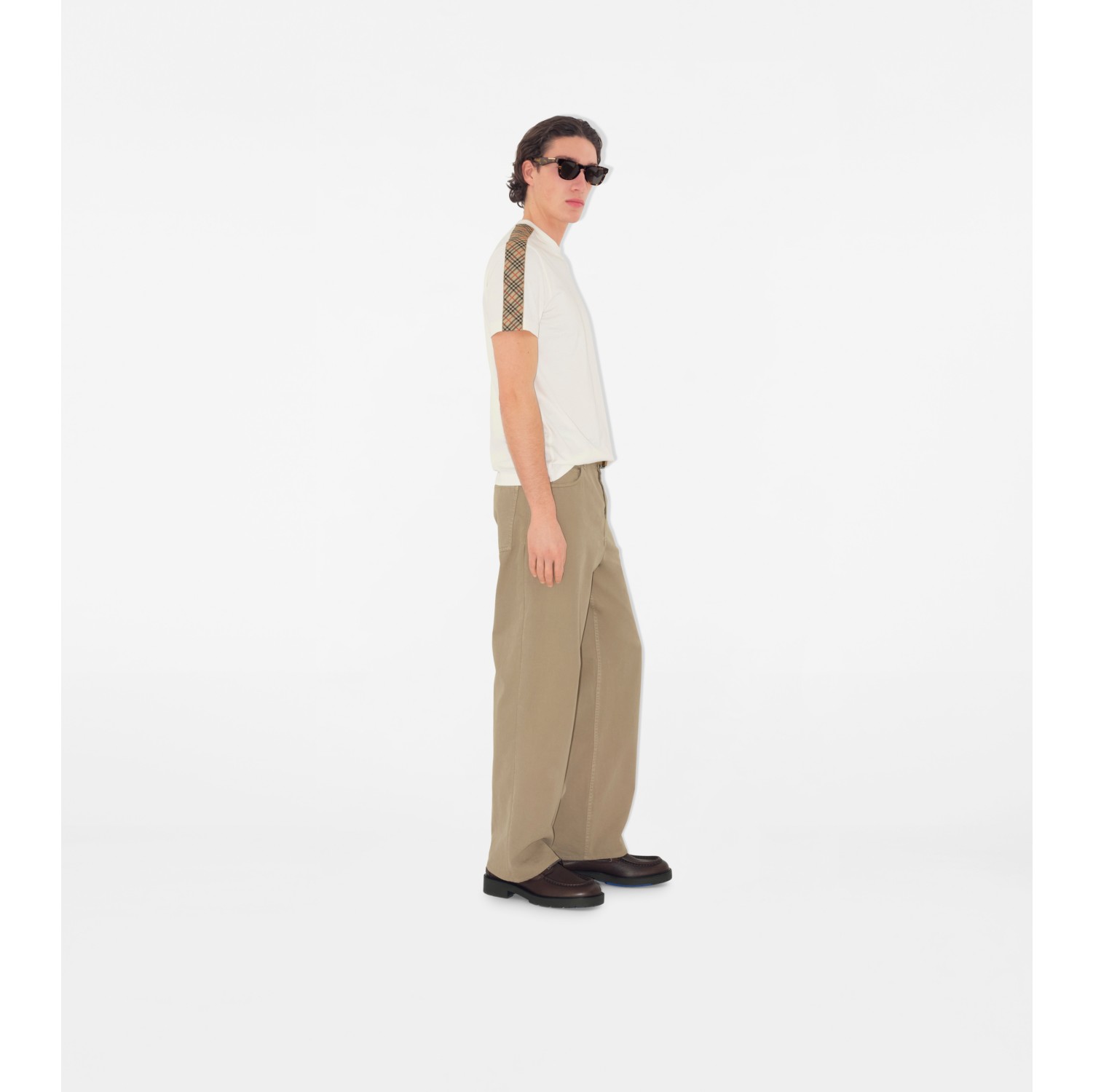 T-shirt in cotone con finiture Check