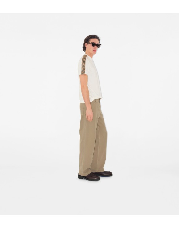 チェックトリム コットンTシャツ