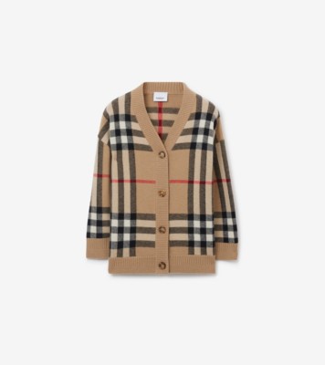 チェック ウールカシミア カーディガン (アーカイブベージュ) | Burberry®公式サイト