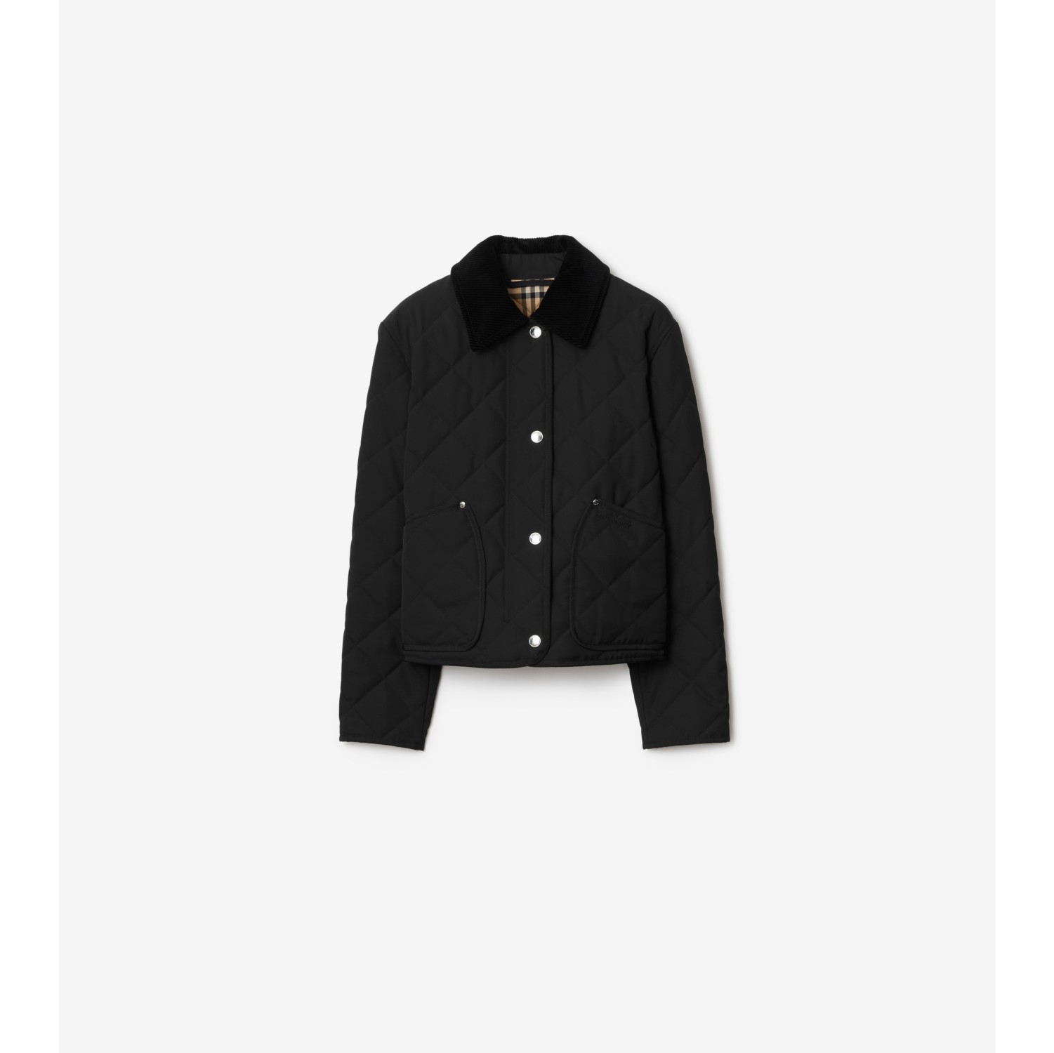 Veste de campagne courte thermor gul e matelass e Noir Femme Nylon Site officiel Burberry