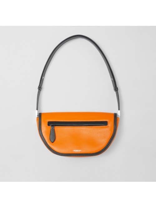 Burberry Small Two-tone Leather Olympia Bag In Deep Orange | ModeSens