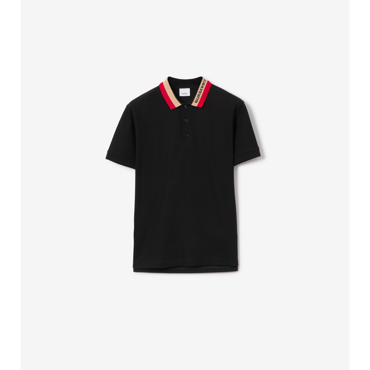 Cotton Polo Shirt in Black Men Burberry Official