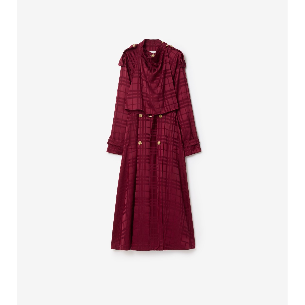  Check Silk Trench Coat