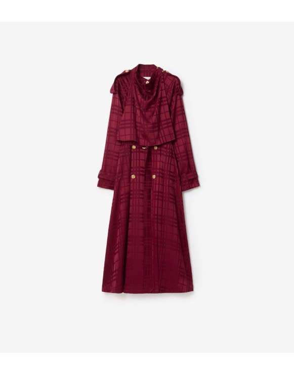 Trench coat en seda a cuadros