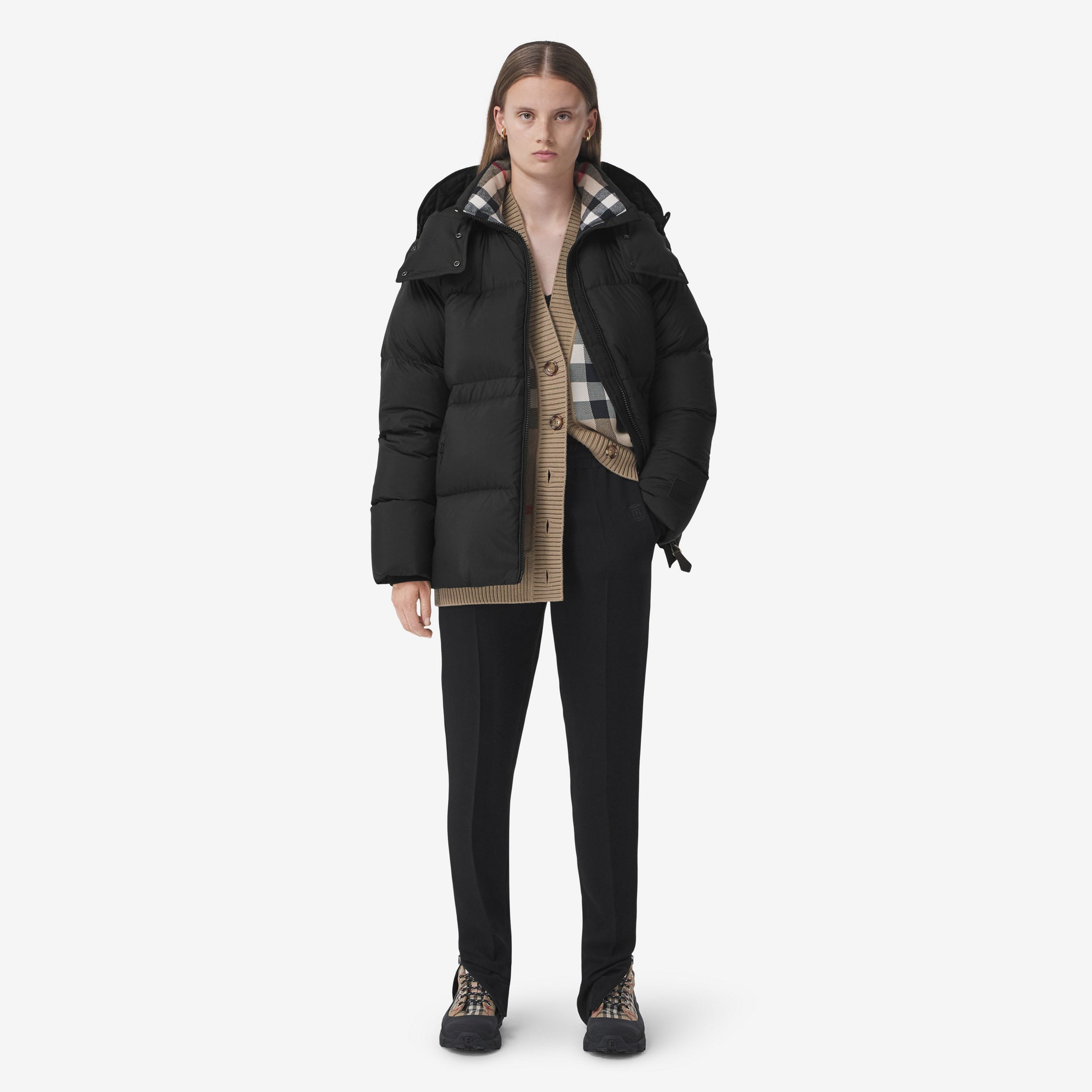 Detachable Hood Nylon Puffer Jacket in Black - Women | Burberry® Official - 2