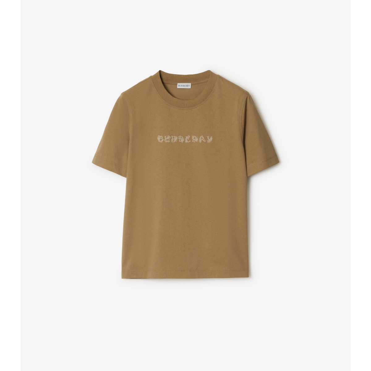 Shop Burberry Paisley Logo Cotton T-shirt In Teddy