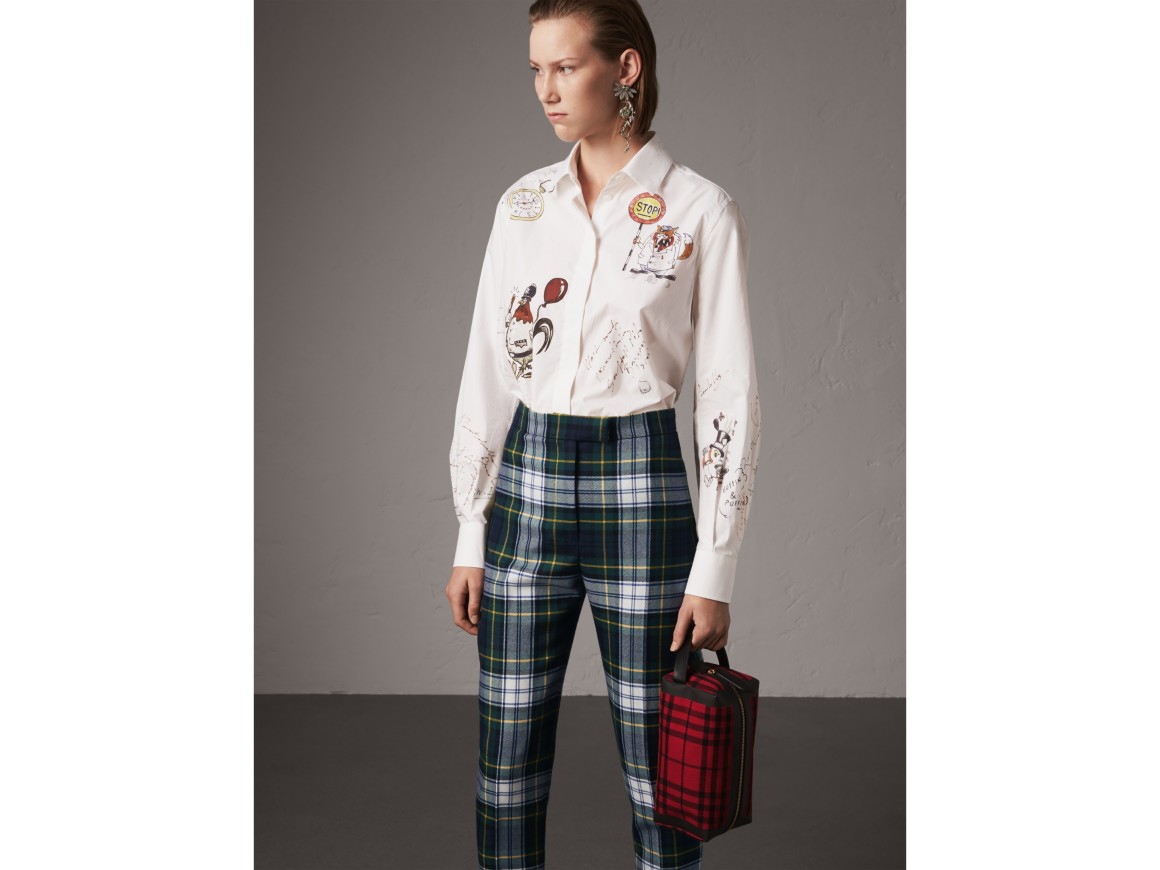 涂鸦印花棉质衬衫 (白色) - 女士 | burberry 博柏利