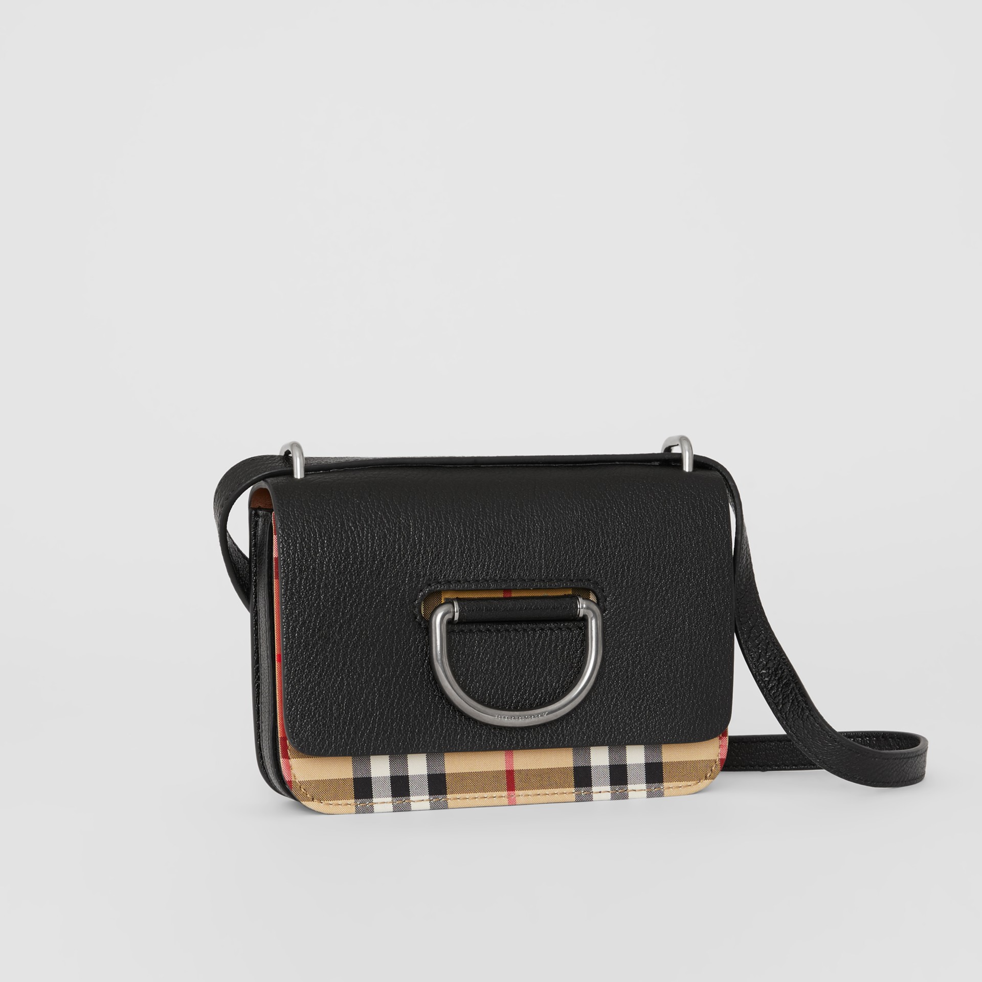 The Mini Vintage Check and Leather Dring Bag in Black Women Burberry