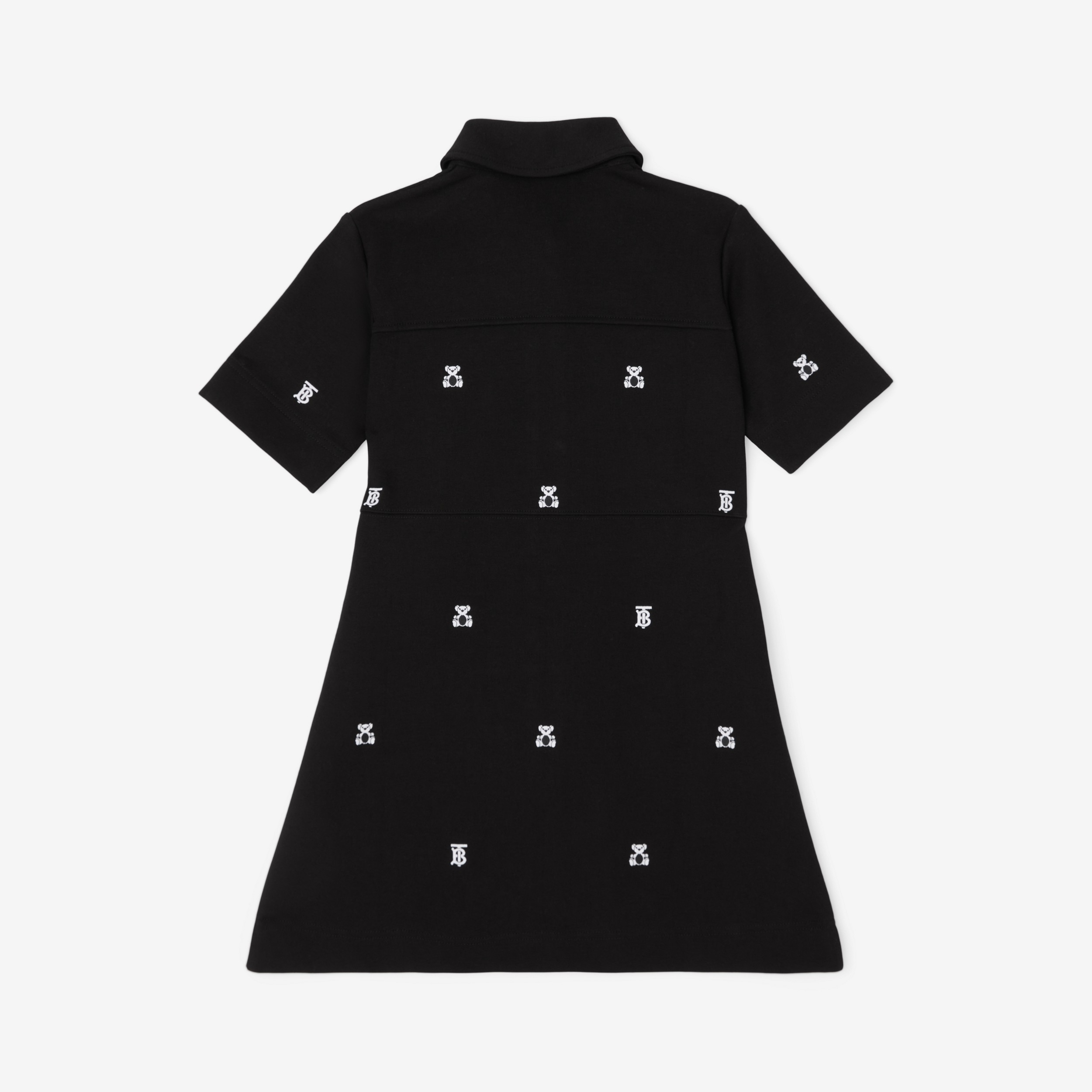Embroidered Thomas Bear Cotton Blend Shirt Dress in Black | Burberry® Official - 2