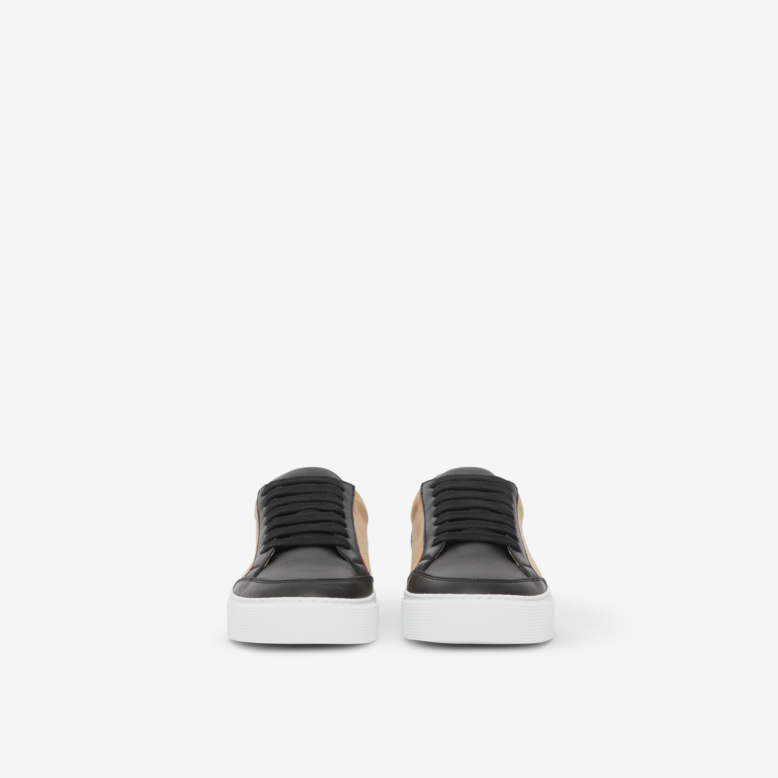 House 格纹棉和皮革运动鞋 (黑色) - 女士 | Burberry® 博柏利官网 - 2