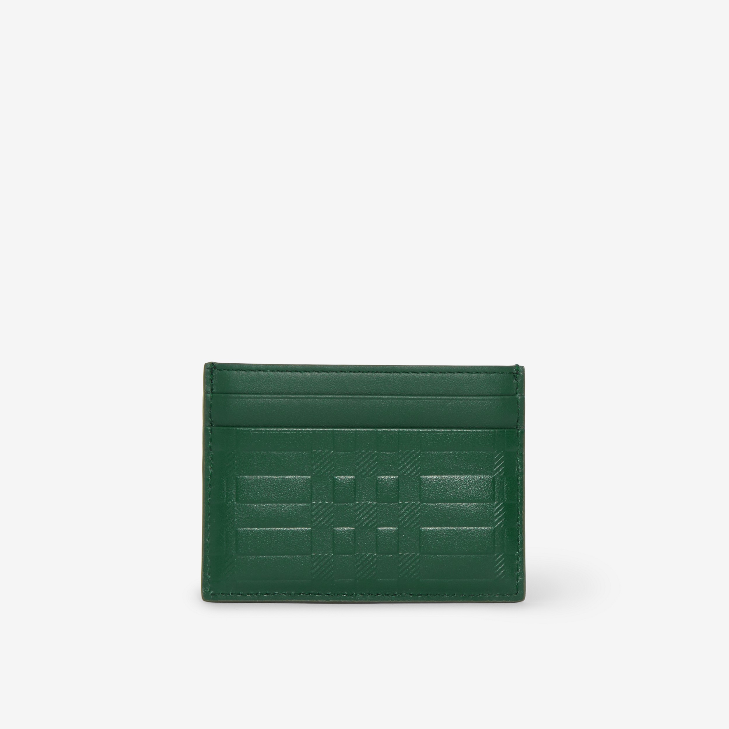 Embossed Check Leather Card Case in Dark Viridian Green - Men | Burberry® Official - 3
